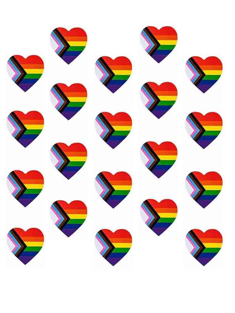 Progressive Regenbogen Aufkleber 20x Herzform