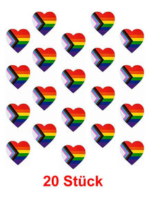 Progressive Regenbogen Aufkleber 20x Herzform