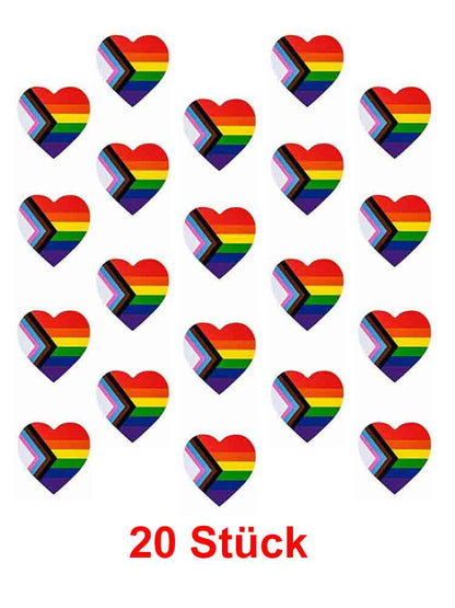 Progressive Regenbogen Aufkleber 20x Herzform