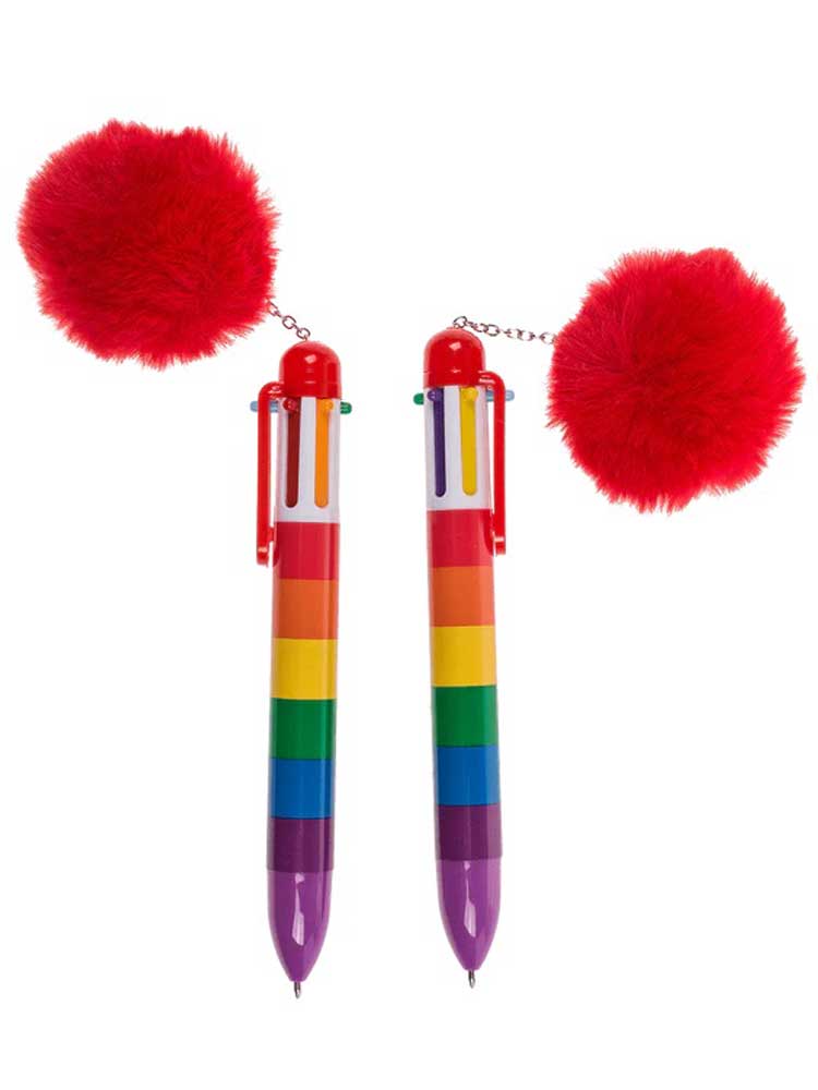Rainbow Pride Kugelschreiber mit 6-farbigen Minen