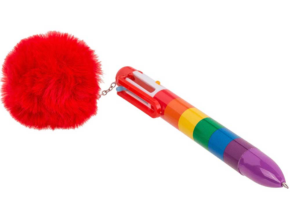 Rainbow Pride Kugelschreiber mit 6-farbigen Minen