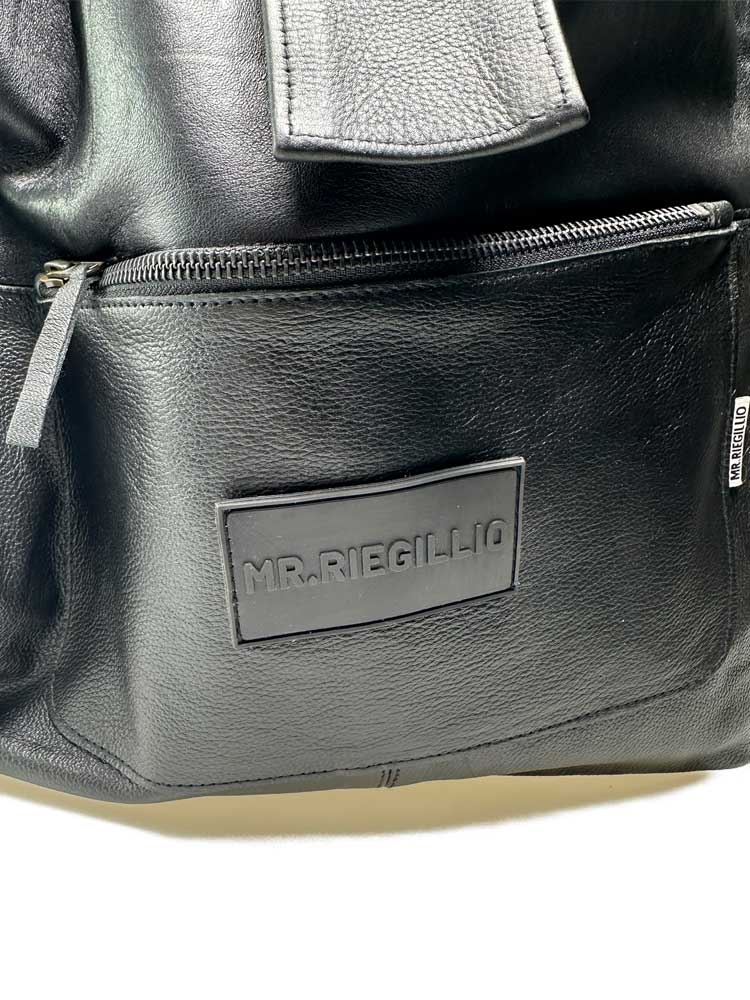 Riegillio Lederrucksack Klettpatch schwarz
