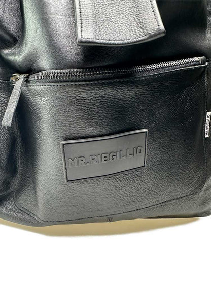 Riegillio Lederrucksack Klettpatch schwarz