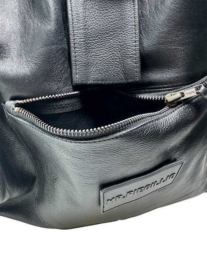 Riegillio Lederrucksack Klettpatch schwarz