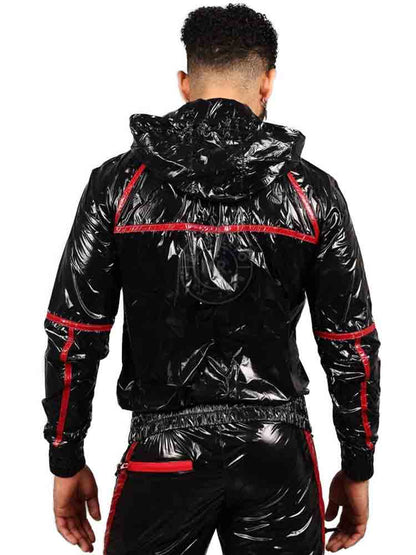 Riegillio Shiny Nylon Tracksuit Jacket - schwarz-rot