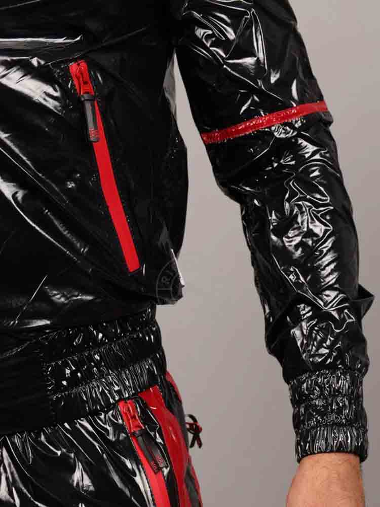 Riegillio Shiny Nylon Tracksuit Jacket - schwarz-rot