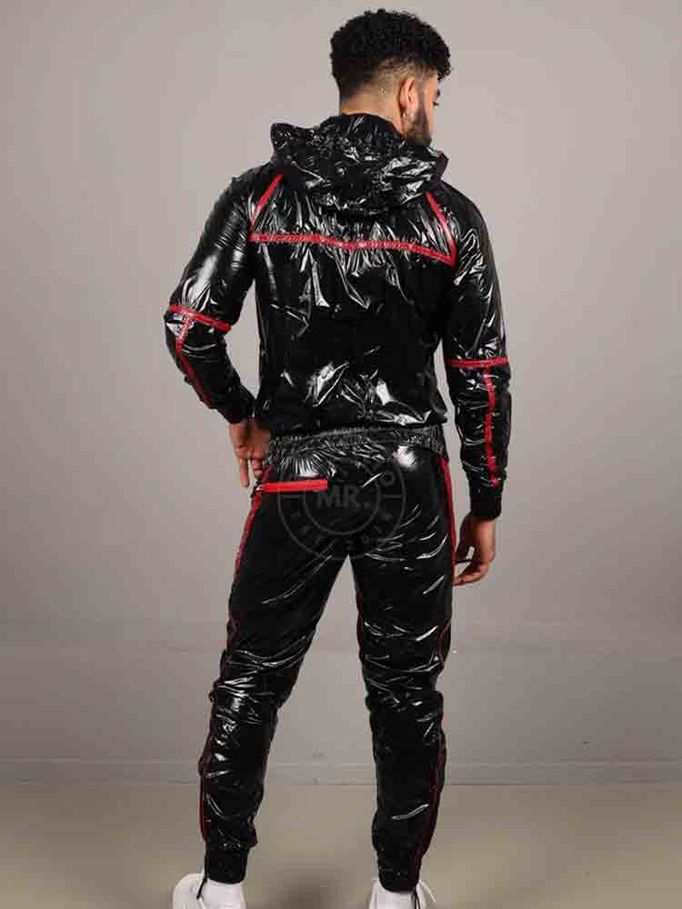 Riegillio Shiny Nylon Tracksuit Jacket - schwarz-rot