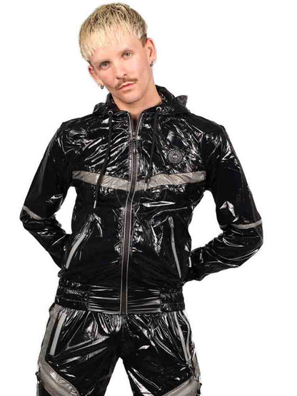 Riegillio Shiny Nylon Tracksuit Jacket - schwarz-grau