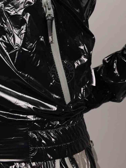 Riegillio Shiny Nylon Tracksuit Jacket - schwarz-grau
