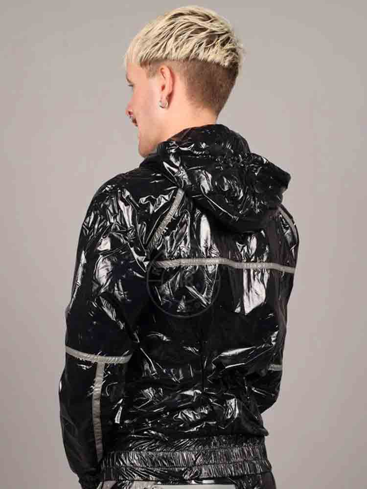 Riegillio Shiny Nylon Tracksuit Jacket - schwarz-grau