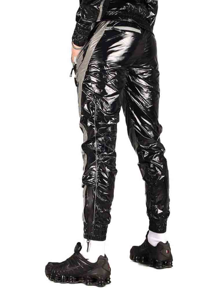 Riegillio Shiny Nylon Tracksuit Pants - schwarz-grau