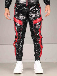 Riegillio Shiny Nylon Tracksuit Pants - schwarz-rot