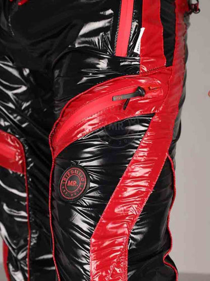Riegillio Shiny Nylon Tracksuit Pants - schwarz-rot