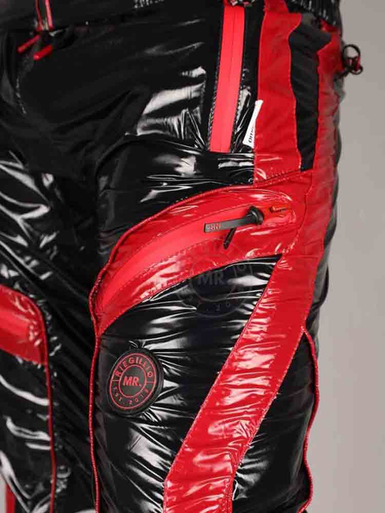 Riegillio Shiny Nylon Tracksuit Pants - schwarz-rot