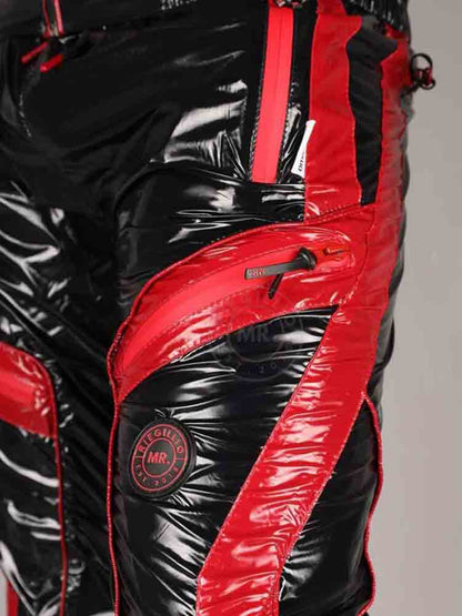 Riegillio Shiny Nylon Tracksuit Pants - schwarz-rot