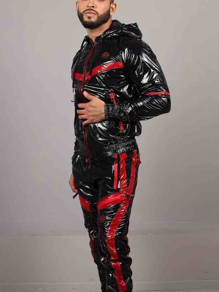 Riegillio Shiny Nylon Tracksuit Pants - schwarz-rot