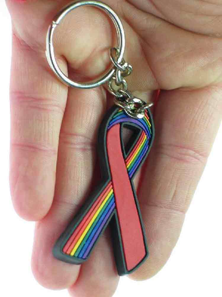 Schlüsselring Ribbon Regenbogen längs