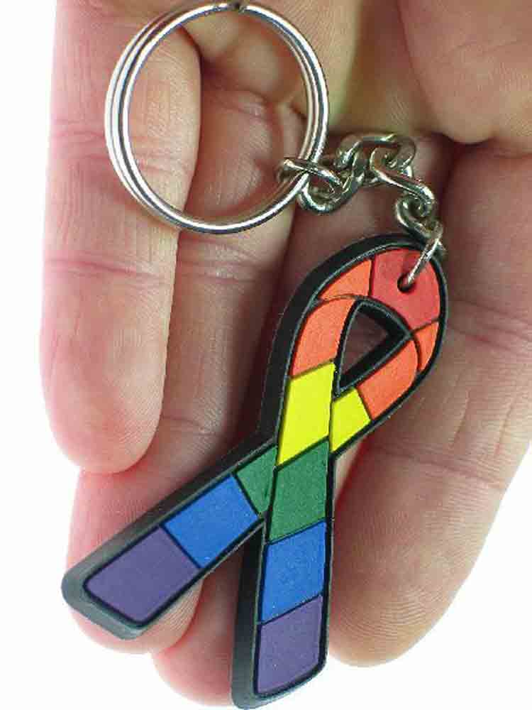 Schlüsselring Ribbon Regenbogen quer