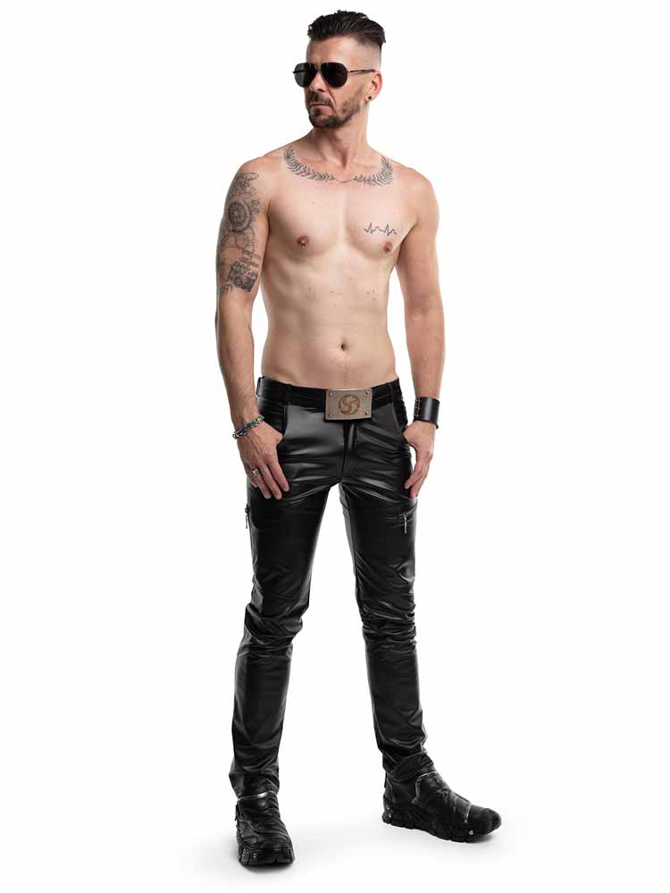 Hose AMEDEO Wetlook schwarz