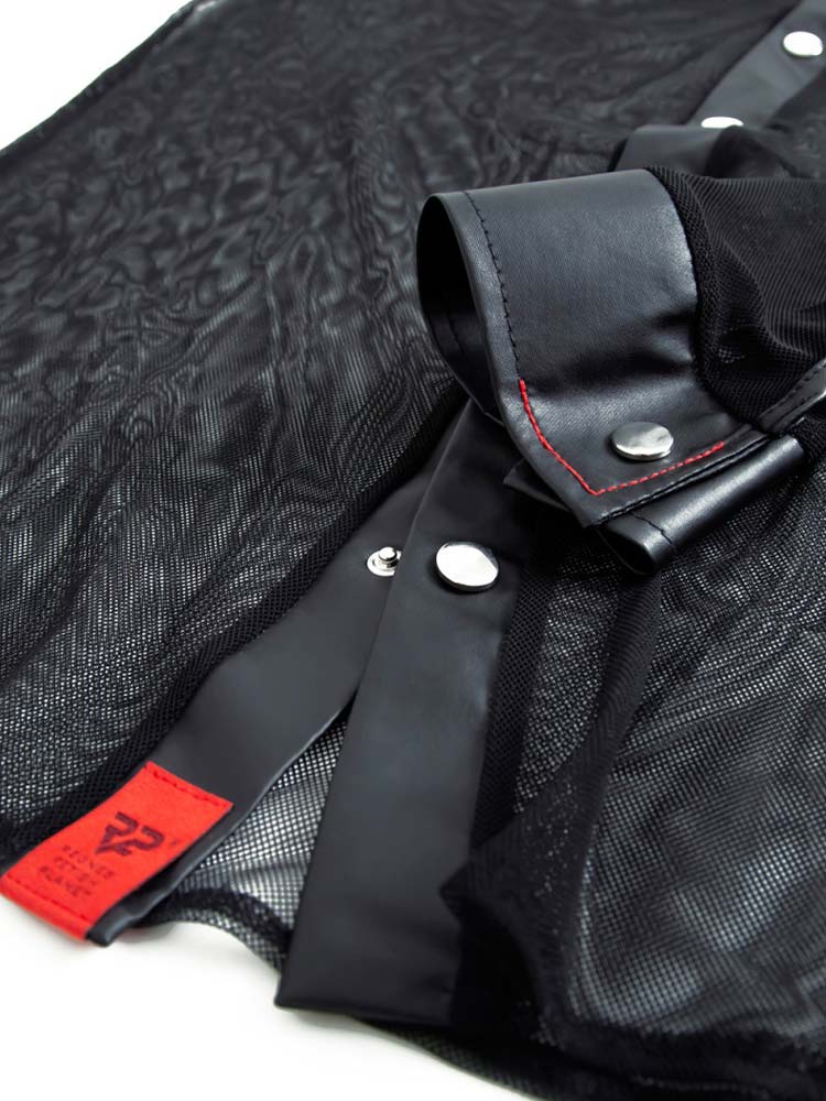 Netz-Shirt CESARE Langarm-Hemd schwarz