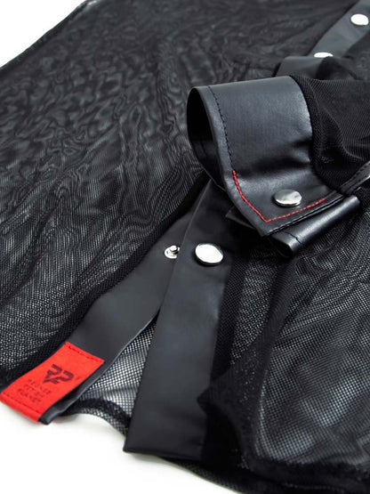 Netz-Shirt CESARE Langarm-Hemd schwarz