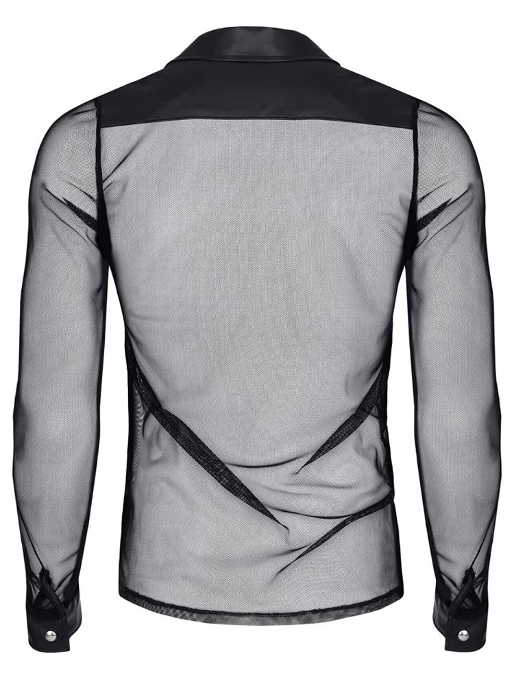 Netz-Shirt CESARE Langarm-Hemd schwarz