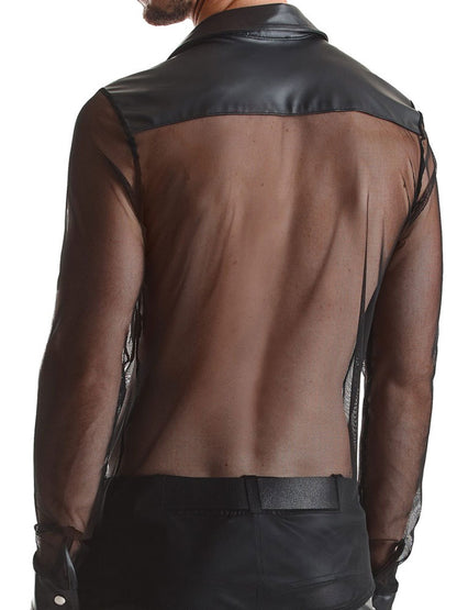 Netz-Shirt CESARE Langarm-Hemd schwarz