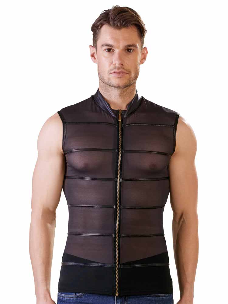 Herren-Shirt Powernet transparent schwarz