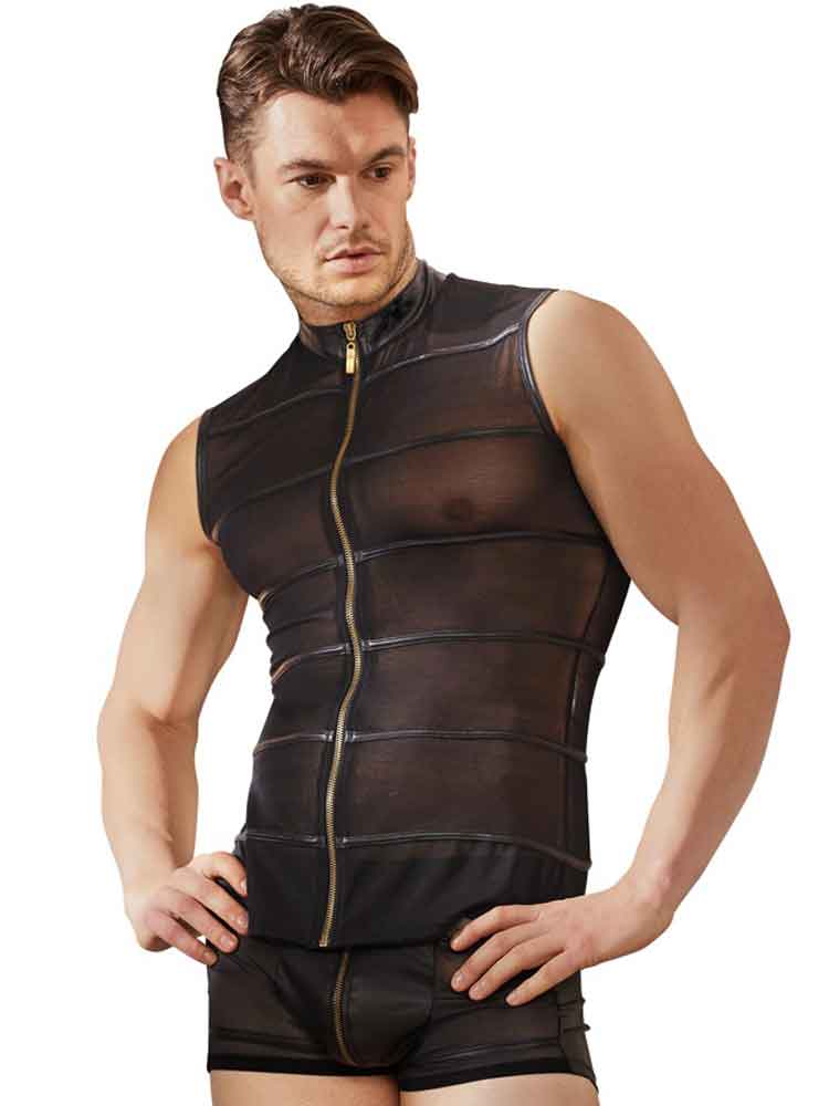 Herren-Shirt Powernet transparent schwarz