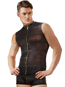 Herren-Shirt Powernet transparent schwarz