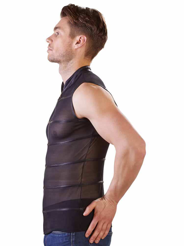 Herren-Shirt Powernet transparent schwarz