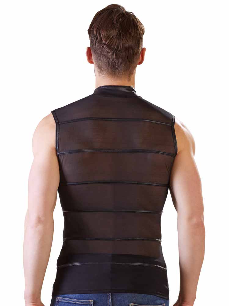 Herren-Shirt Powernet transparent schwarz