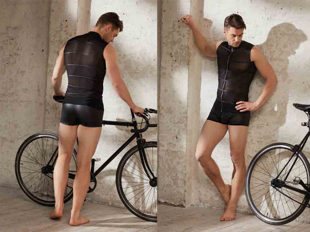 Herren-Shirt Powernet transparent schwarz