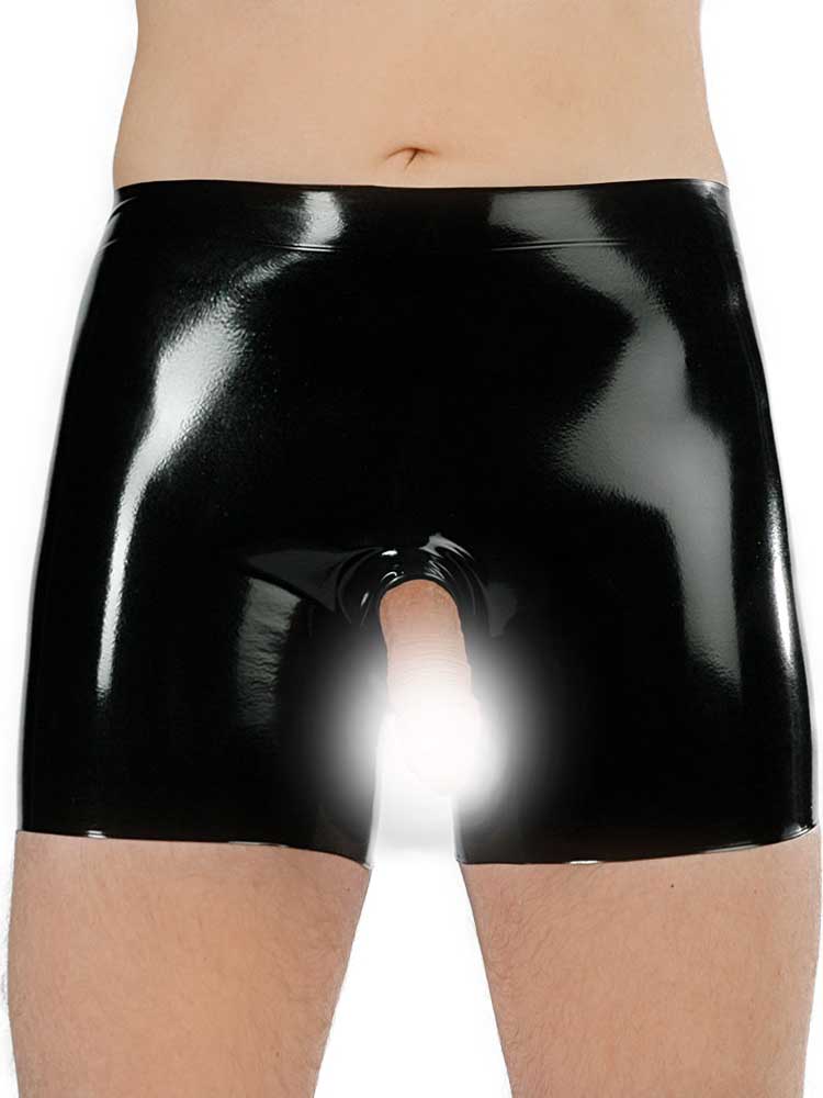 Gummi-Short, offenes Kondom