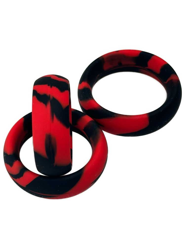 Silikon Cockring marmoriert rot