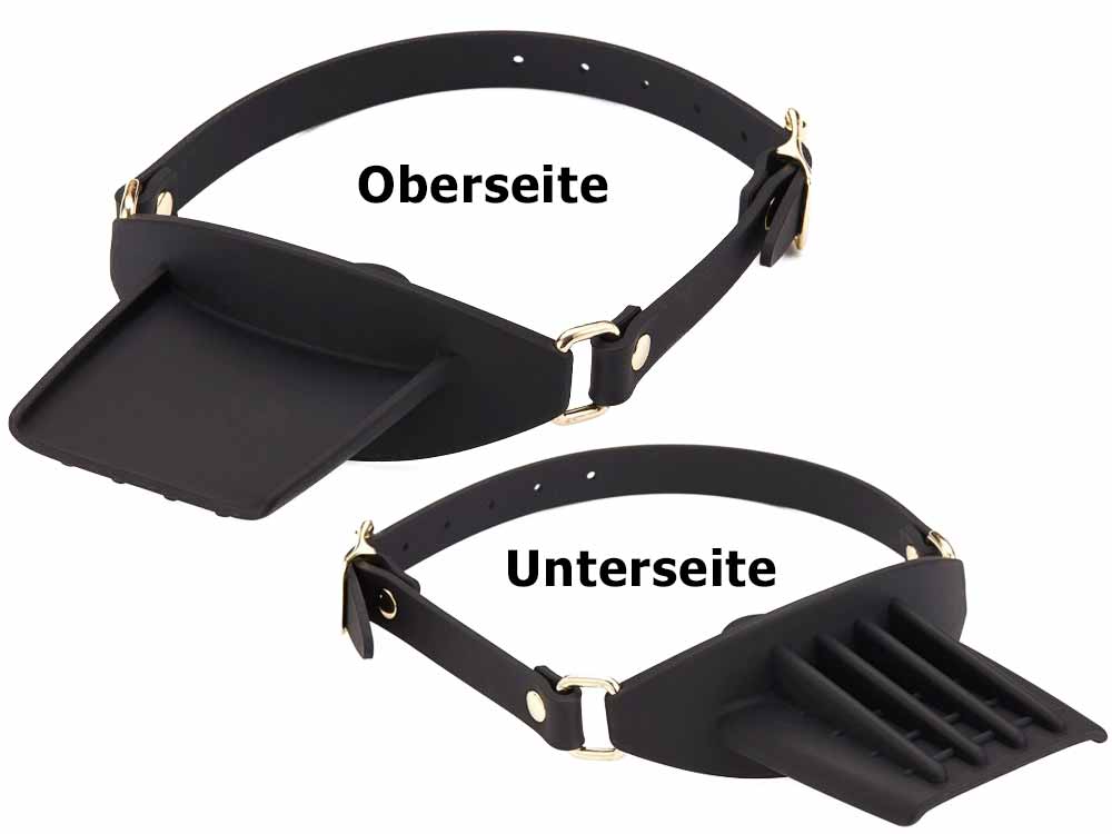 Silikonknebel mit Tablett & Zunge schwarz