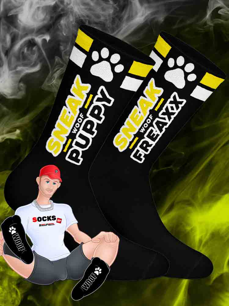 SNEAKFREAXX - WOOF PUPPY schwarz-gelb