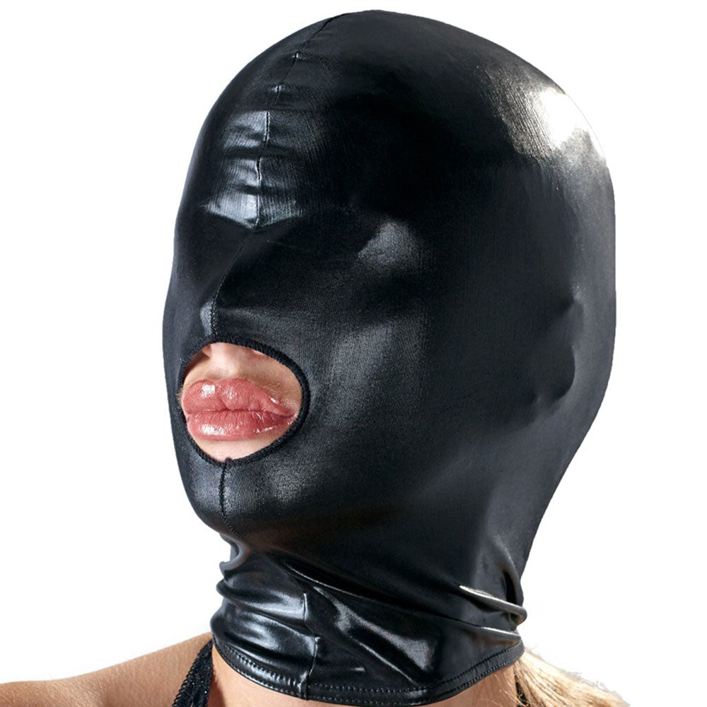 Spandex Maske, Mund offen WET-LOOK glänzend