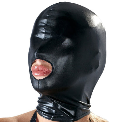 Spandex Maske, Mund offen WET-LOOK glänzend