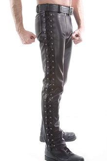 SPEXTER Leder-Zimmermannhose mit Seitenschnürung