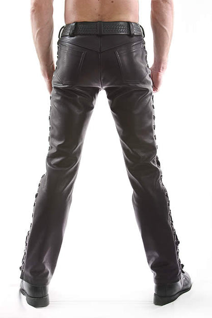 SPEXTER Leder-Zimmermannhose mit Seitenschnürung