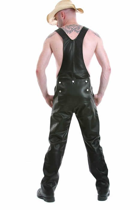 Leder-Latzhose mit Gesäßklappe GRAU