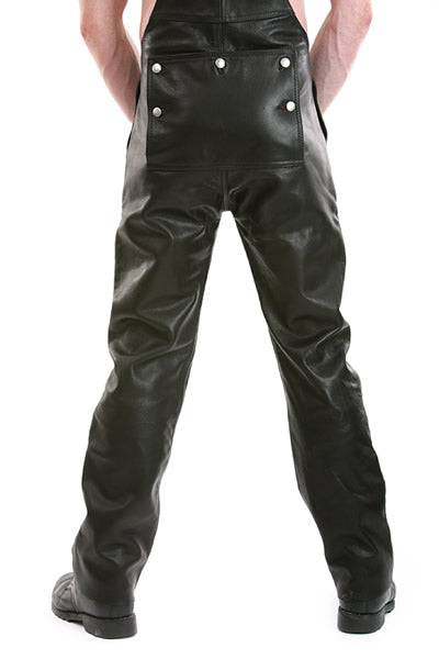 Leder-Latzhose mit Gesäßklappe WEISS