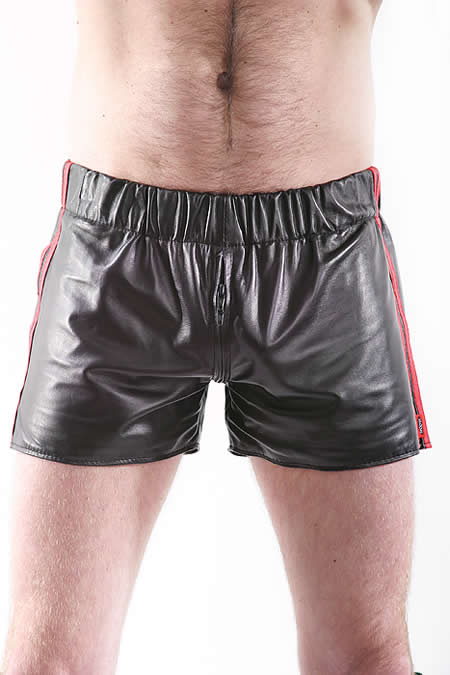 Leder-Boxershort Doppel-Streifen in ROT