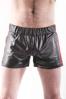 Leder-Boxershort Doppel-Streifen in ROT