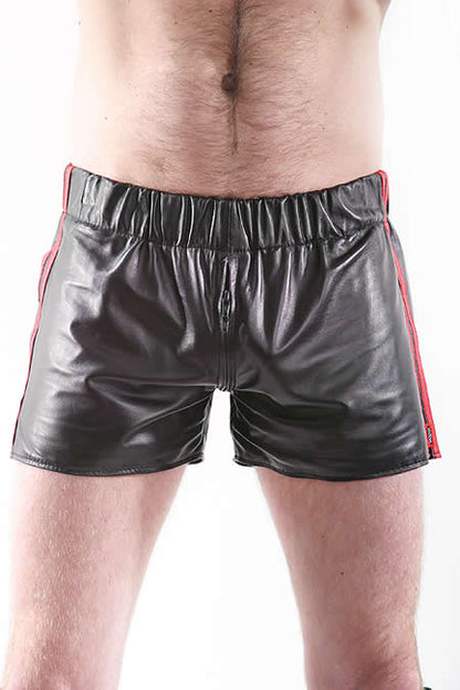 Leder-Boxershort Doppel-Streifen in ROT