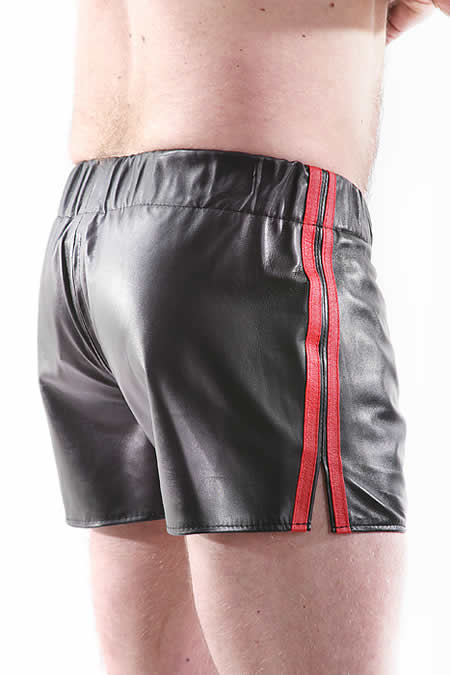 Leder-Boxershort Doppel-Streifen in ROT