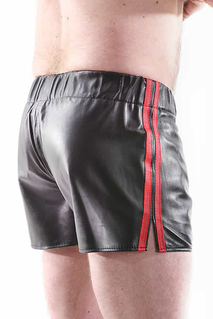 Leder-Boxershort Doppel-Streifen in ROT