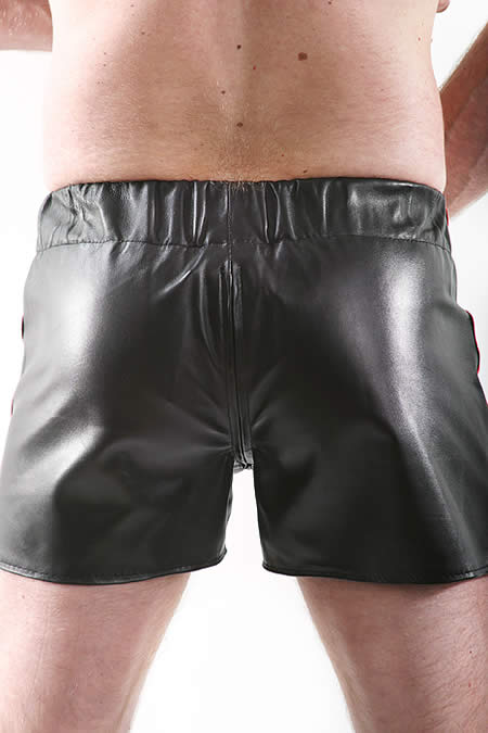Leder-Boxershort Doppel-Streifen in ROT