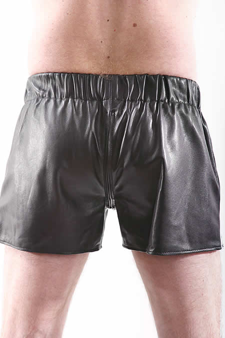 Leder-Boxershort Doppel-Streifen in WEISS